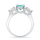Three Stone Round Pear Teardrop Cubic Zirconia Trilogy Engagement Ring 925 Sterling Silver