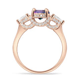 Three Stone Round Pear Teardrop Cubic Zirconia Trilogy Engagement Ring 925 Sterling Silver