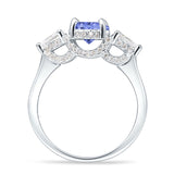 Three Stone Round Pear Teardrop Cubic Zirconia Trilogy Engagement Ring 925 Sterling Silver
