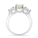 Three Stone Round Pear Teardrop Cubic Zirconia Trilogy Engagement Ring 925 Sterling Silver