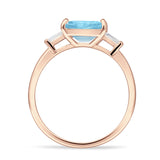 Three Stone Emerald Cut Solitaire Trio Ring Cubic Zirconia 925 Sterling Silver