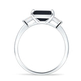 Three Stone Emerald Cut Solitaire Trio Ring Cubic Zirconia 925 Sterling Silver