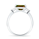 Three Stone Emerald Cut Solitaire Trio Ring Cubic Zirconia 925 Sterling Silver