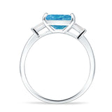 Three Stone Emerald Cut Solitaire Trio Ring Cubic Zirconia 925 Sterling Silver