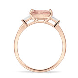 Three Stone Emerald Cut Solitaire Trio Ring Cubic Zirconia 925 Sterling Silver