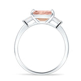 Three Stone Emerald Cut Solitaire Trio Ring Cubic Zirconia 925 Sterling Silver