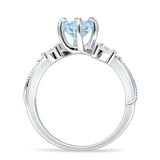 Round Beaded Marquise Vintage Style Cubic Zirconia Engagement Ring 925 Sterling Silver