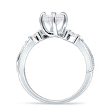 Round Beaded Marquise Vintage Style Cubic Zirconia Engagement Ring 925 Sterling Silver