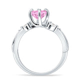 Round Beaded Marquise Vintage Style Cubic Zirconia Engagement Ring 925 Sterling Silver