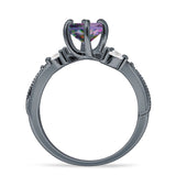 Round Beaded Marquise Vintage Style Cubic Zirconia Engagement Ring 925 Sterling Silver