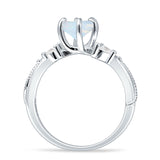 Round Beaded Marquise Vintage Style Cubic Zirconia Engagement Ring 925 Sterling Silver