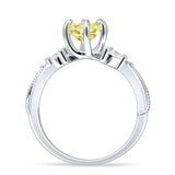 Round Beaded Marquise Vintage Style Cubic Zirconia Engagement Ring 925 Sterling Silver