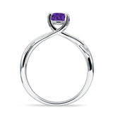 Solitaire Round Split Shank Ring Cubic Zirconia 925 Sterling Silver