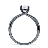 Solitaire Round Split Shank Ring Cubic Zirconia 925 Sterling Silver