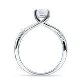 Solitaire Round Split Shank Ring Cubic Zirconia 925 Sterling Silver