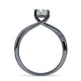 Solitaire Round Split Shank Ring Natural  Green Moss Agate 925 Sterling Silver
