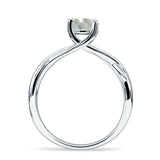Solitaire Round Split Shank Ring Natural  Green Moss Agate 925 Sterling Silver