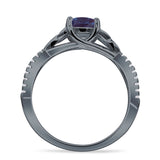 Round Cetlic Trinity Vintage Style Lab Alexandrite Ring 925 Sterling Silver
