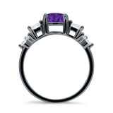 Vintage Style Round Three Stone Ring Cubic Zirconia 925 Sterling Silver
