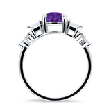 Vintage Style Round Three Stone Ring Cubic Zirconia 925 Sterling Silver