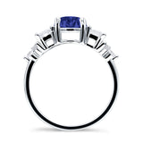 Vintage Style Round Three Stone Ring Cubic Zirconia 925 Sterling Silver