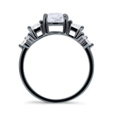 Vintage Style Round Three Stone Ring Cubic Zirconia 925 Sterling Silver