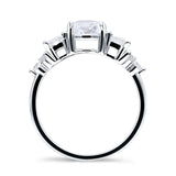 Vintage Style Round Three Stone Ring Cubic Zirconia 925 Sterling Silver