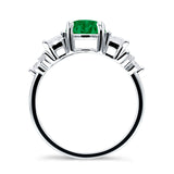 Vintage Style Round Three Stone Ring Cubic Zirconia 925 Sterling Silver