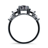 Three Stone Round Natural Rutilated Quartz Vintage Style Ring 925 Sterling Silver