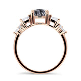 Three Stone Round Natural Rutilated Quartz Vintage Style Ring 925 Sterling Silver