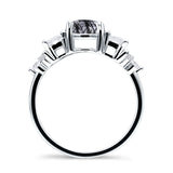 Three Stone Round Natural Rutilated Quartz Vintage Style Ring 925 Sterling Silver