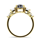 Three Stone Round Natural Rutilated Quartz Vintage Style Ring 925 Sterling Silver