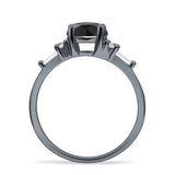 Round Vintage Style Ring Baguette Cubic Zirconia 925 Sterling Silver