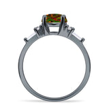 Round Vintage Style Ring Baguette Cubic Zirconia 925 Sterling Silver