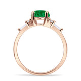 Round Vintage Style Ring Baguette Cubic Zirconia 925 Sterling Silver