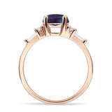 Round Lab Alexandrite Vintage Style Ring Baguette 925 Sterling Silver