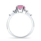 Round Vintage Style Ring Baguette Cubic Zirconia 925 Sterling Silver
