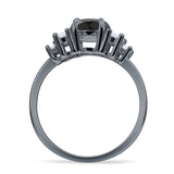 Round Graduating Baguette Cubic Zirconia Ring 925 Sterling Silver