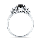 Round Graduating Baguette Cubic Zirconia Ring 925 Sterling Silver