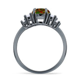 Round Graduating Baguette Cubic Zirconia Ring 925 Sterling Silver