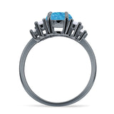 Round Graduating Baguette Cubic Zirconia Ring 925 Sterling Silver