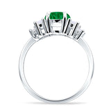 Round Graduating Baguette Cubic Zirconia Ring 925 Sterling Silver