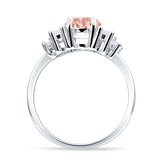 Round Graduating Baguette Cubic Zirconia Ring 925 Sterling Silver