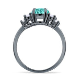 Round Graduating Baguette Cubic Zirconia Ring 925 Sterling Silver