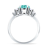 Round Graduating Baguette Cubic Zirconia Ring 925 Sterling Silver