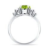 Round Graduating Baguette Cubic Zirconia Ring 925 Sterling Silver