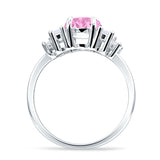 Round Graduating Baguette Cubic Zirconia Ring 925 Sterling Silver
