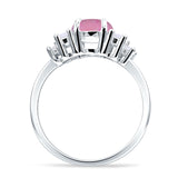 Round Graduating Baguette Cubic Zirconia Ring 925 Sterling Silver