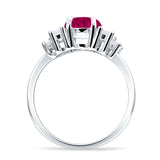 Round Graduating Baguette Cubic Zirconia Ring 925 Sterling Silver