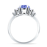 Round Graduating Baguette Cubic Zirconia Ring 925 Sterling Silver